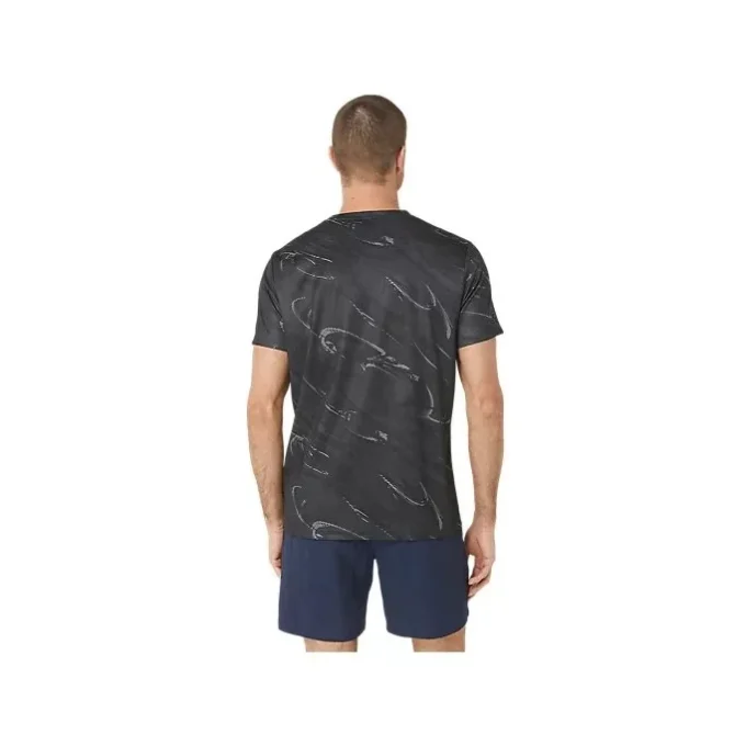 Haut à manches courtes imprimé motif Suminagashi « Graphite Grey »