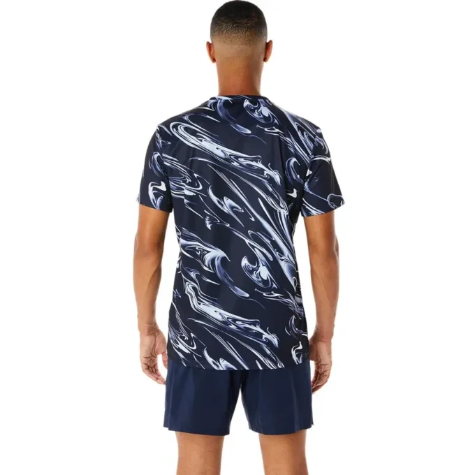 Haut à manches courtes imprimé motif Suminagashi « Midnight »