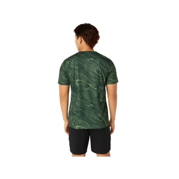 Haut à manches courtes imprimé motif Suminagashi « Serpentine Green »
