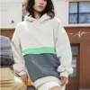 Sweat à capuche Sherpa color block « Beige »