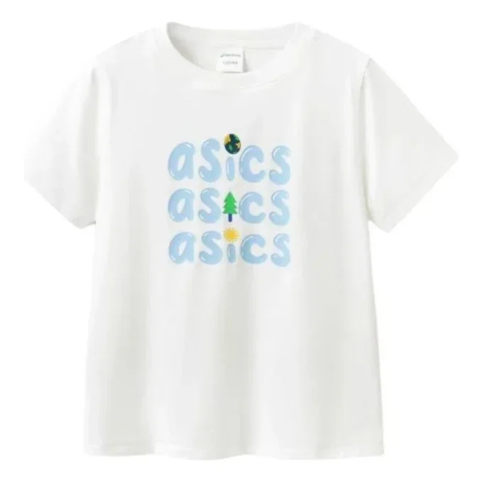 T-shirt à logo sur trois rangées « White Blue »