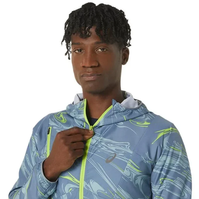 Veste tissée graphique hydrofuge « Blue Green »